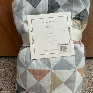 Pottery Barn Gray and White Geo Crib Skirt